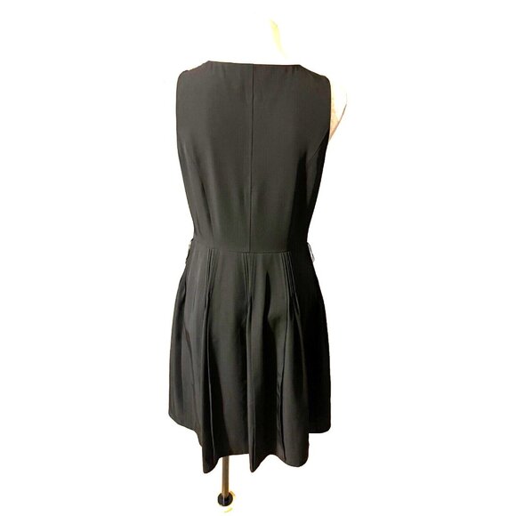 Calvin Klein Dress 8 10 Black A Line Dress Belt Stretch Sleeveless Career Church - Picture 2 of 7